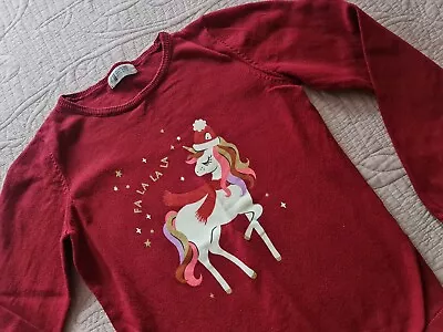 Buy Girls H&M Red Unicorn Christmas Knit Jumper, Size 8-10 Years • 5£
