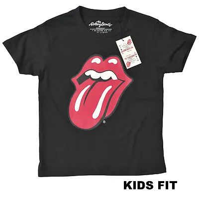 Buy Rolling Stones T Shirt Official Classic Tongue Boys Girls Rock Band Logo BLK NEW • 12.75£