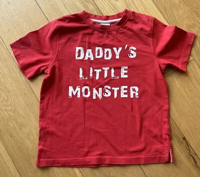 Buy BOOTS MINI CLUB Daddy’s Little Monster Red T-shirt - Size 5-6 Years - Worn Once • 1.50£