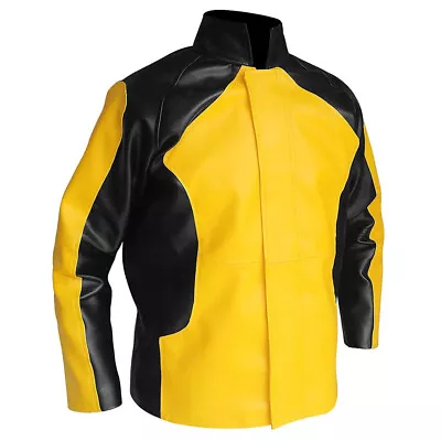Buy Men's Gaming Fashion Yellow Black Infamous Leather Cosplay Jacket Costume • 29.99£