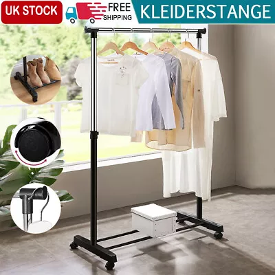 Buy Heavy Duty Metal Single Rail Clothes Garment Hanging Rack Shelf Display Stand UK • 8.92£