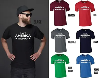 Buy Donald Trump SAVE AMERICA Trump 24 T-Shirt 2024 MAGA MAKE AMERICA GREAT AGAIN • 13.15£