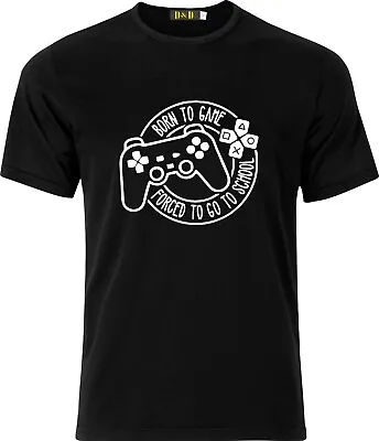 Buy Born To Game Forced To Go To School Gift Xmas Birthday T Shirt • 9.99£
