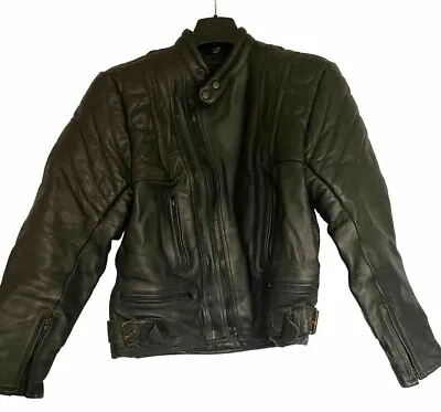 Buy Vintage Men's Leather Motorcycle Jacket Black UK Size 44  Chest Biker Clothing • 49.99£