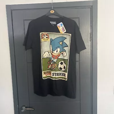 Buy Sonic The Hedgehog Striker Vintage Black Sega T-shirt New With Tags - Size Large • 39.99£