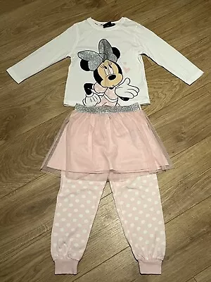 Buy New Disney Minnie Mouse 3 Piece Long Sleeve Tutu Pyjama Sleepwear Set 3-4 Years • 8£