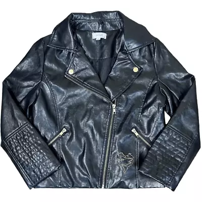 Buy Disney D-Signed Descendants Girls Jacket Black Moto Faux Leather Size Medium 8/1 • 15.75£