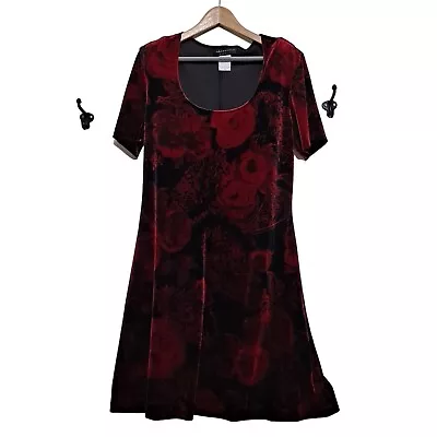 Buy Velvet Dress Woman 16 Paisley Rose Black Whimsy Goth Grunge USA Stretchy Y2K 90s • 19.88£