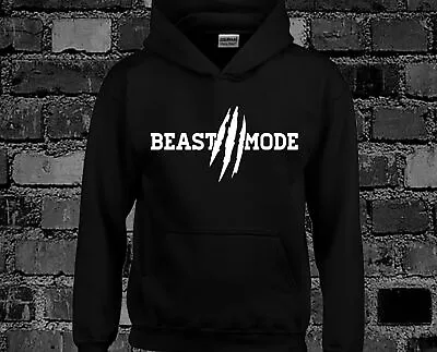 Buy Beast Mode Hoody Hoodie Top Unisex Gym Workout Fitness Muscle Lifting Weight • 16.99£