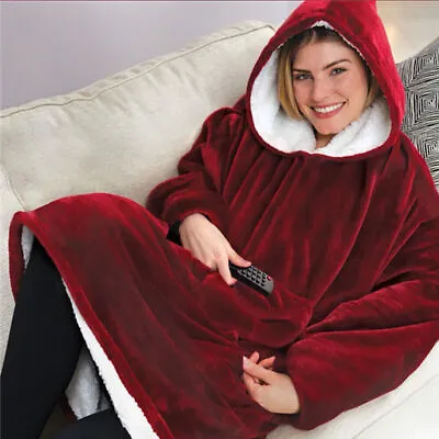 Buy Adult Hoodie Blanket Oversized Big Hooded Ultra Plush Sherpa Giant Sweatshirt UK • 6.99£