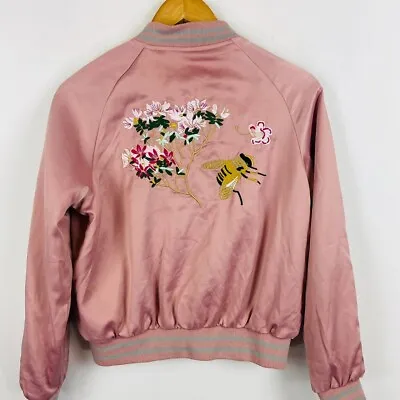 Buy Floral Bee Embroidered Bomber Baseball Varsity Jacket Size 8 • 10£