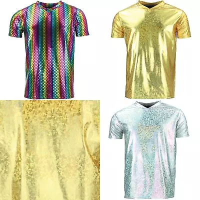 Buy T-Shirt Shiny GOLD SILVER Mermaid Scales Festival Party Metallic Sparkling • 17.90£