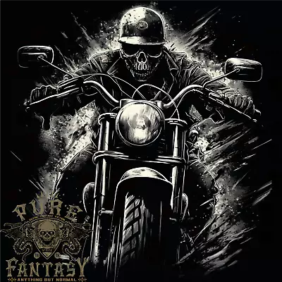 Buy Skull Biker Motorcycle Motorbike Grim Reaper 19 Mens T-Shirt 100% Cotton • 10.75£