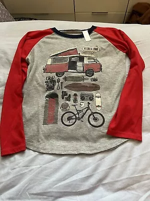 Buy Red And Grey Long Sleeve Transport Theme, T Shirt. Age 10 Years. • 1.49£
