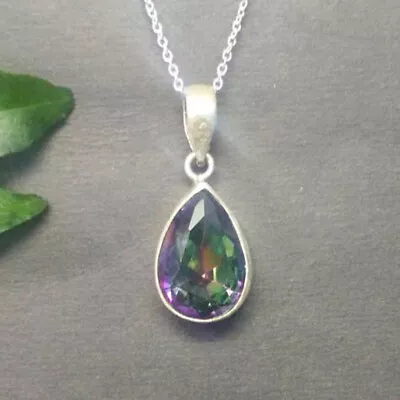 Buy 925 Sterling Silver Mystic Topaz Necklace Handmade Gemstone Jewelry Gift For Her • 34.60£