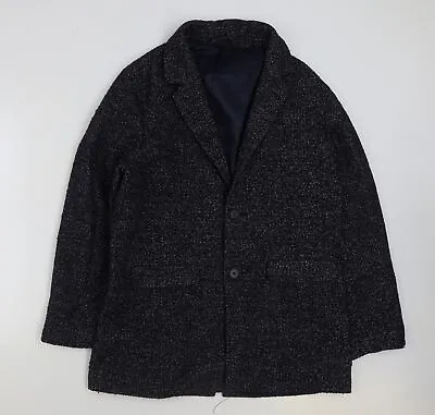 Buy Moss London Womens Blue Pea Coat Jacket Size 44 Button • 7.25£