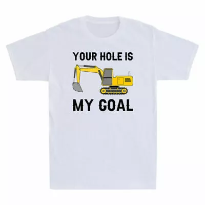 Buy Men's T-Shirt Hole Top Cotton Goal White Is Pattern Excavator Funny My Your • 13.98£