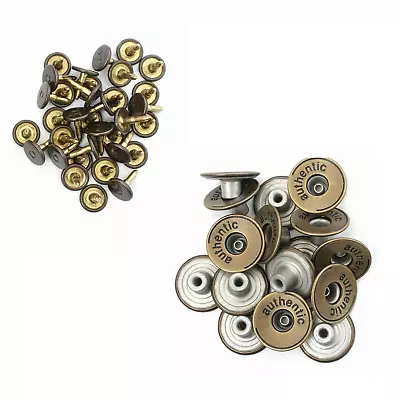 Buy Brass Jeans Buttons Denim Replacement For Leather Coats Trousers Jacket 20mm • 2.79£