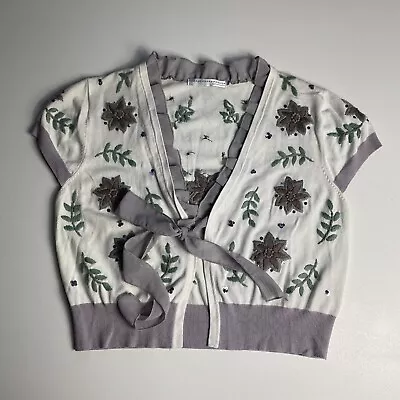 Buy Amaranto Embroidered Floral Sequin Cottage Coquette Y2K 00s Boho Cardigan 12UK • 12£