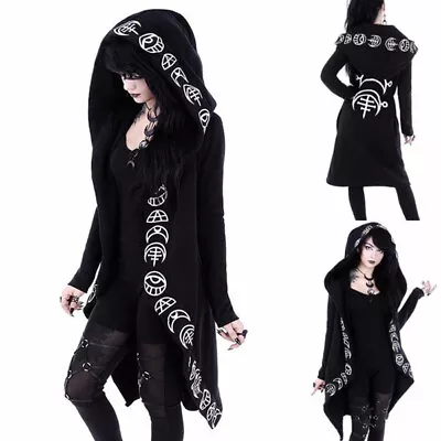 Buy Gothic Women Festival Jackets Coat Punk Hoodie Print Sweatshirt Sweater Cardigan • 11.99£