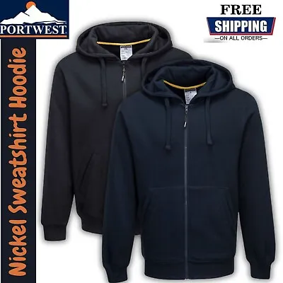 Buy PORTWEST Nickel Zip Hoodie Workwear Sweatshirt Hooded Jumper Top Polycotton KS31 • 7.99£