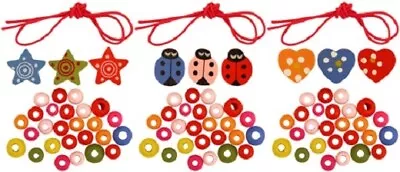 Buy Set Of 3 Mini MAKE YOUR OWN WOODEN BEAD BRACELET Party Bag Toy Jewellery KIT • 2.49£