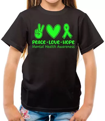 Buy Mental Health Awareness Day Adult Kids T-shirt Peace Love Hope Be Kind T Shirt • 10.49£