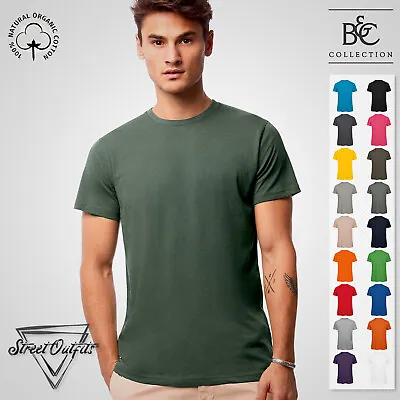 Buy Mens Organic Cotton T-Shirt Crew Neck Short Sleeve Plain Top Ringspun Tee B&C • 7.86£