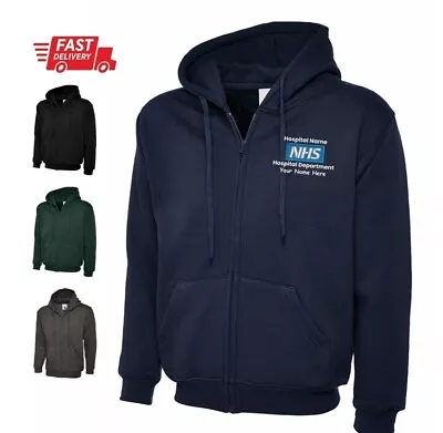Buy NHS Hoodie With Logo & Text Personalised NHS Zip Hoodie Staff Uniform • 20.99£