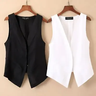 Buy Ladies Solid Waistcoat Gilet Vest Cardigan Jacket Sleeveless Thin Summer Fashion • 16.18£