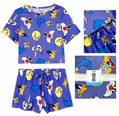 Buy Ladies Soft Touch Pyjamas LOONEY TUNES Women 18/20 Summer Shorts T-Shirt Primark • 12.99£