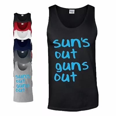 Buy Suns Out Guns Out Vest Funny Slogan Summer Gym Clothing Birthday Men Tank Top  • 9.99£