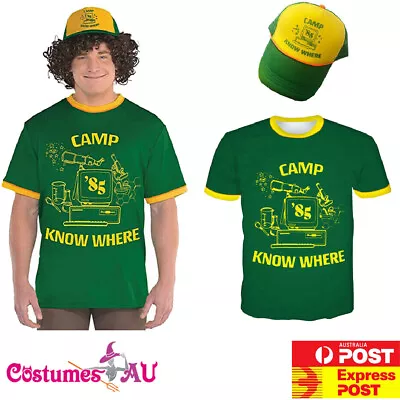 Buy Mens Stranger Things Dustin Costume T-shirts Hat Camp Know Where Teens Tops • 13.55£