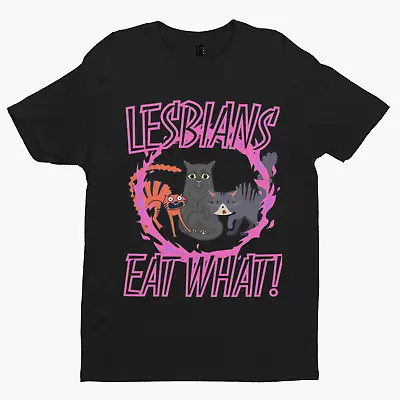 Buy Lesbians Eat What? T-Shirt - Adult Humour Swear Funny Film TV Comedy Cartoon Cat • 9.59£