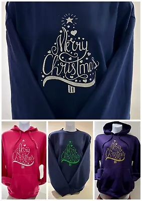 Buy Christmas Glitter Hoody Plus Sizes 18/20 22/24 26 28 Sparkly Silver Xmas Jumper • 12.99£