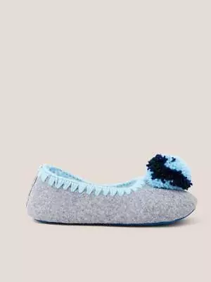 Buy White Stuff Women's Pom Felt Ballet Slippers Comfy Ladies Footwear Home Shoes • 18£