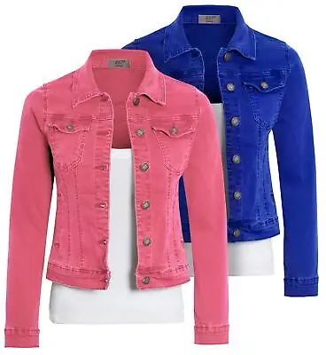Buy Womens Denim Jacket Jeans Stretch Premium Jackets Blue Coral Size 10 12 14 8 • 32.95£