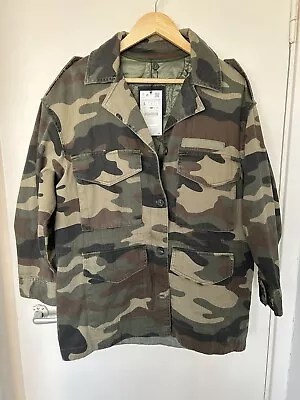 Buy Zara Camouflage Khaki Ladies Denim  Jacket Size L • 20£