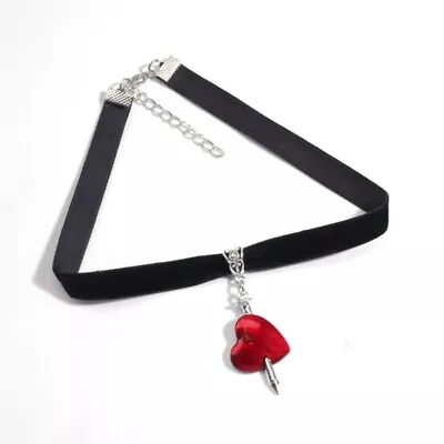 Buy Heart Pendant Choker Rose Velvet Necklaces For Alternative Girl Mystical Jewelry • 5.75£