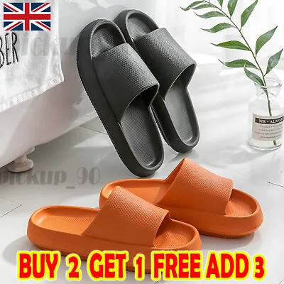 Buy Unisex Non-Slip Soft Slides Thick Slipper Shoes Bathroom 3.5cm Quick Drying UK • 4.99£