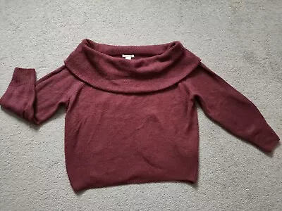 Buy HM Ladies Wine/burgundy Off Shoulder Jumper Pullover Size S Small • 14.99£