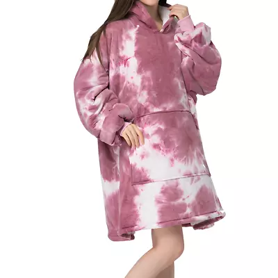 Buy Hoodie Blanket Oversized Heavy Plush Sherpa Fleece Giant Hooded Sweatshirt Adult • 10.18£