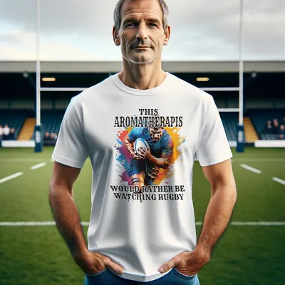 Buy Aromatherapist Would Rather Be Watching Rugby White T Shirt Gift Pitch Prodigy • 14.99£