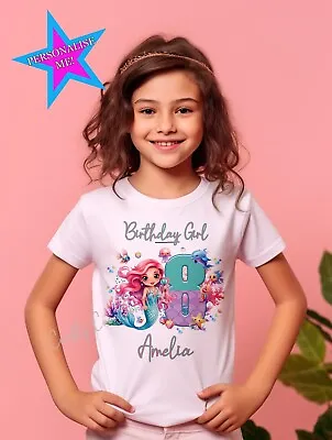 Buy Birthday Mermaid Princess Girl's Kid's T-Shirt Personalised Year Gift Custom • 10.99£