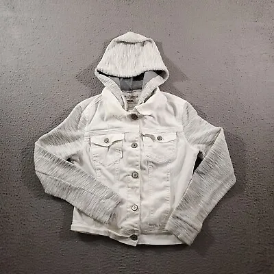 Buy Wallflower Jacket Womens Small White Gray Jersey Hooded Button Front Daydreamer • 10.13£