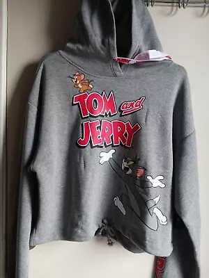 Buy New Juniors Tom And Jerry Hooded Cropped Sweatshirt Hoodie  Gray M Unisex • 27.98£
