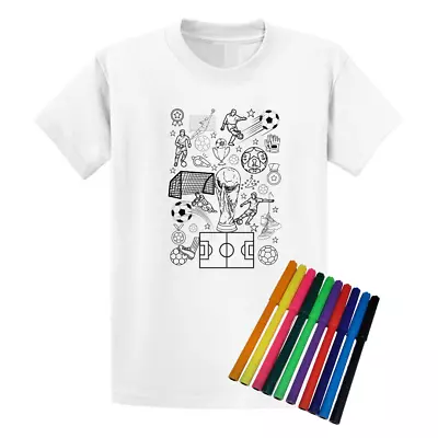 Buy Second Ave Football White T-Shirt Colour In And Wash Out + 10 Pens Girls Boys • 9.95£