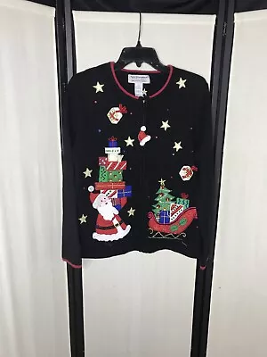 Buy Tiara International Sz Small Black- Tacky Christmas Sweater Santa Presents • 16.34£
