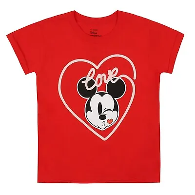 Buy Disney Girls T-shirt Mickey Mouse Love Kiss Kids Official • 7.99£
