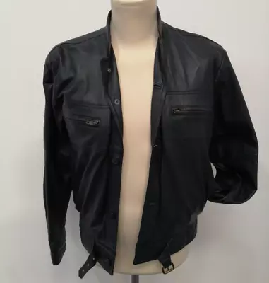 Buy Jaeger Gents Navy Leather Jacket Size M • 65£